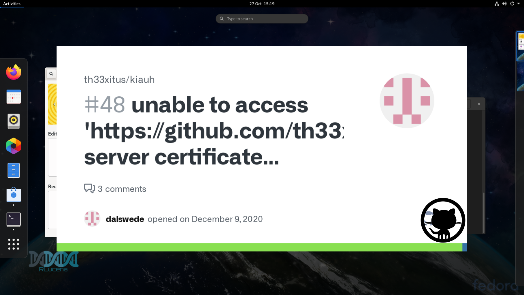 Dica - github: server certificate verification failed